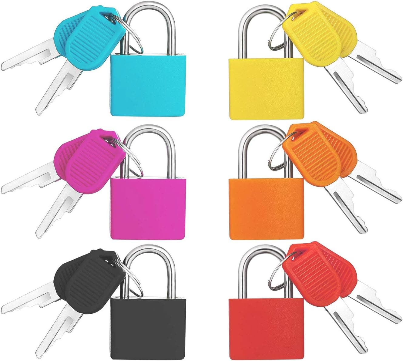 Padlock(6 Pack) Bulk Small Locks with Keys Home & School Essentials for Luggage Lock,Backpack,Suitcase Lock,Classroom Matching Game and More - Individually Keyed Padlocks