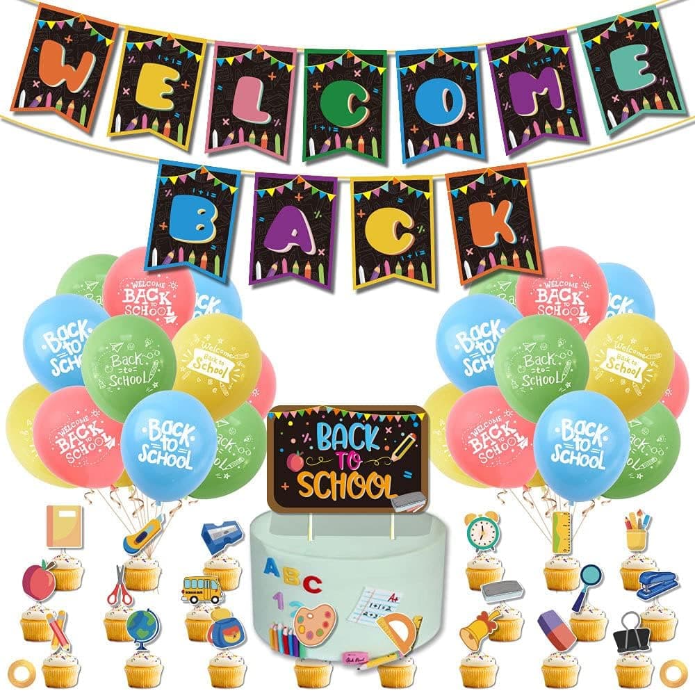 Back To School Decorations for Classroom Back to School Hanging Decorations with Back to School Banner Balloons Cake Topper Perfect for Back to School Party Cafeteria Welcome Back to School Decorations for School