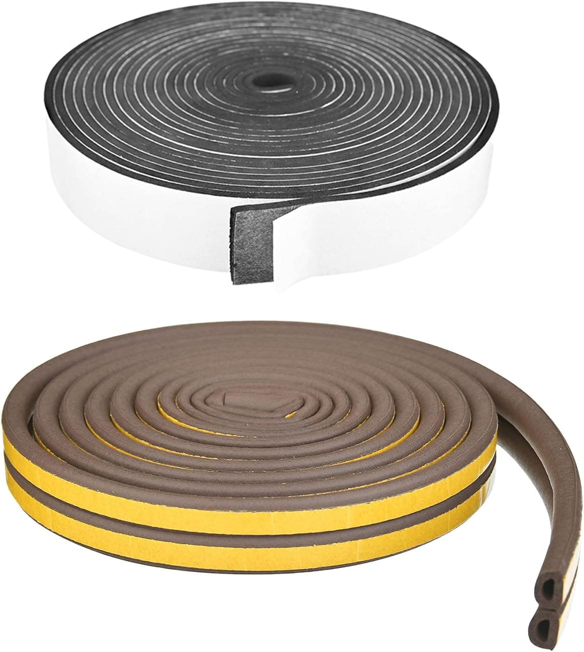 2 Rolls Door Weather Stripping Self-Adhesive Window Seal Strips 16.5 Feet Foam Insulation Tape Backing Seals Large Gap for Doors Windows Insulation(1×1/8inches，2/7×2/5inches）