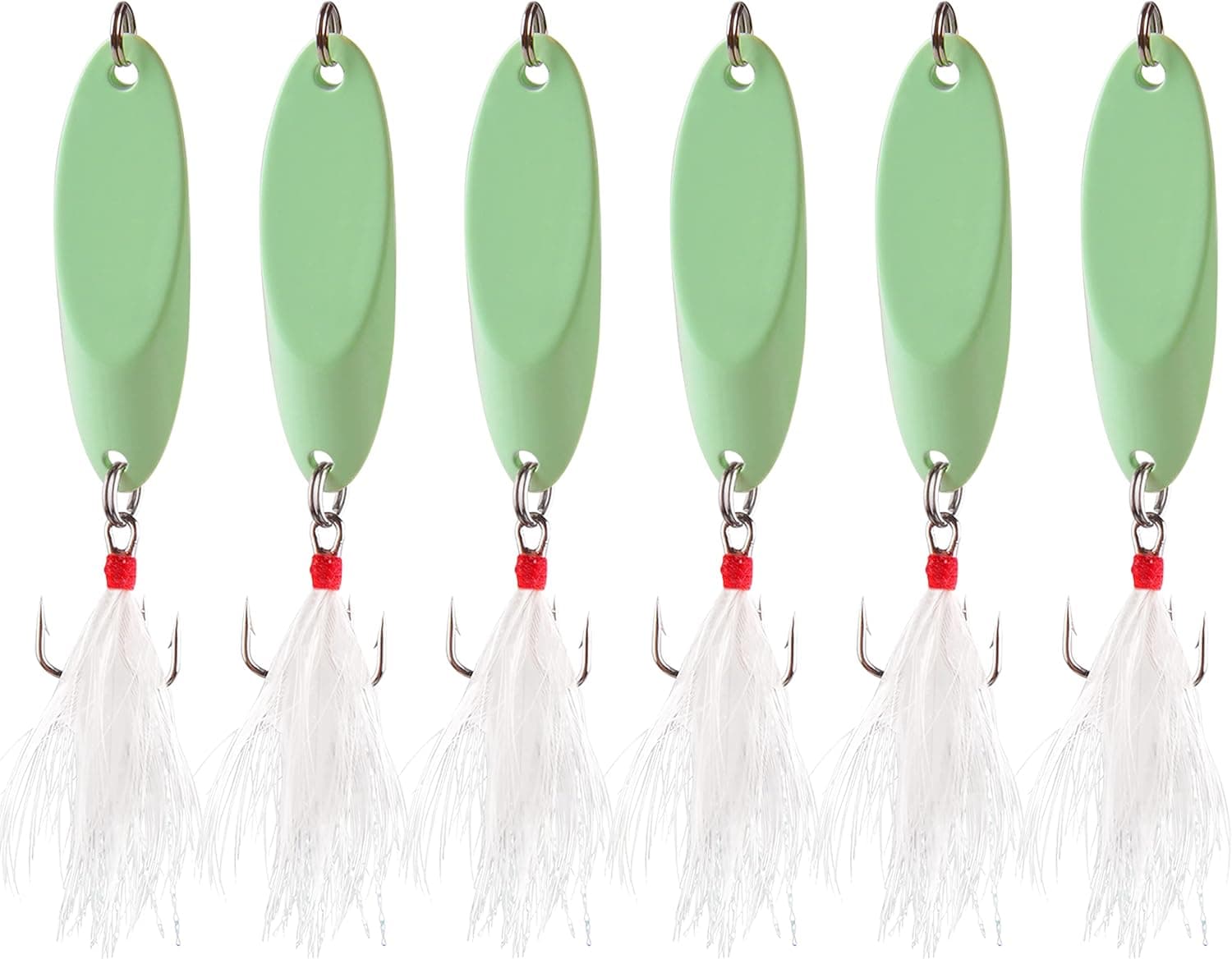 Luminous Fishing Spoon Lures,6/12pcs Metal Spoon Trout Lures Casting Trolling Spoons Treble Feather Hooks Spinner Bait for Bass Salmon Saltwater Freshwater 1/5oz-1oz