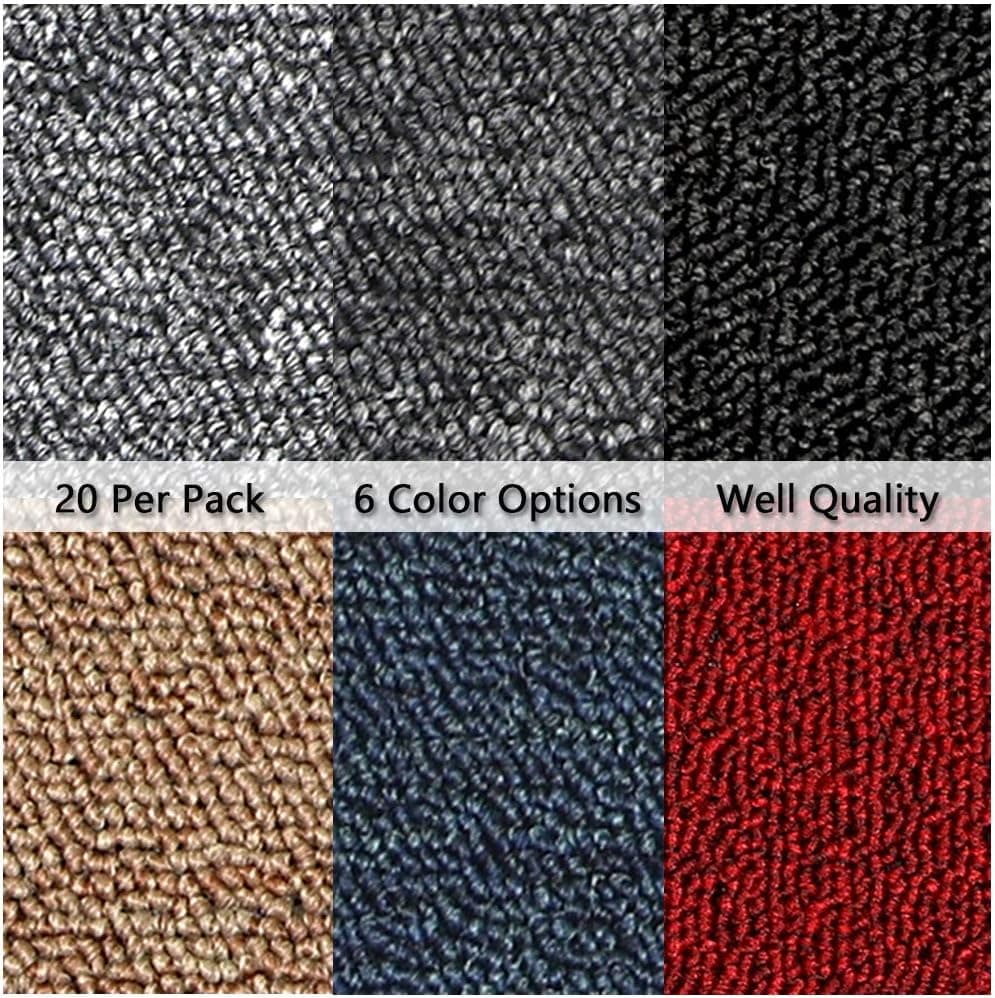 Triclicks 20 x Carpet Tiles Floor Tile Hardwearing Heavy Duty Home Shop Commercial Retail Office Lounge Bedroom Living Room Premium Flooring Rugs Anti-Slip Floor Covering, 20 × 20 Inch(Charcoal Black)