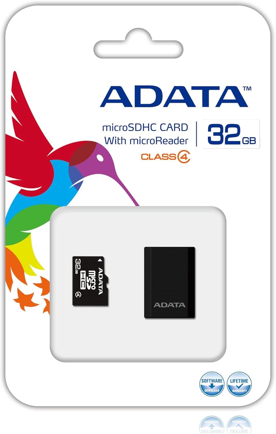ADATA 32GB microSDHC Class 4 Memory Card with Black Card Reader (AUSDH32GCL4-RM3BKBL)
