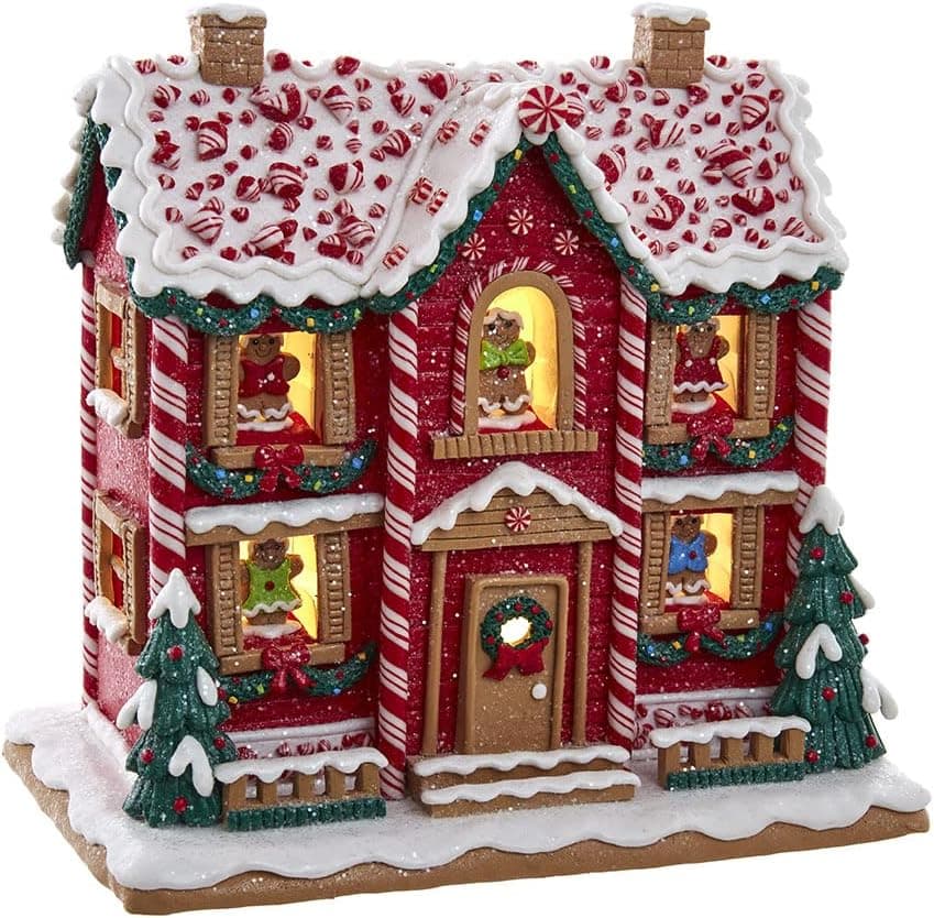 Kurt S. Adler Battery-Operated LED Music Box Gingerbread House, 9.5-Inch, Multicolored