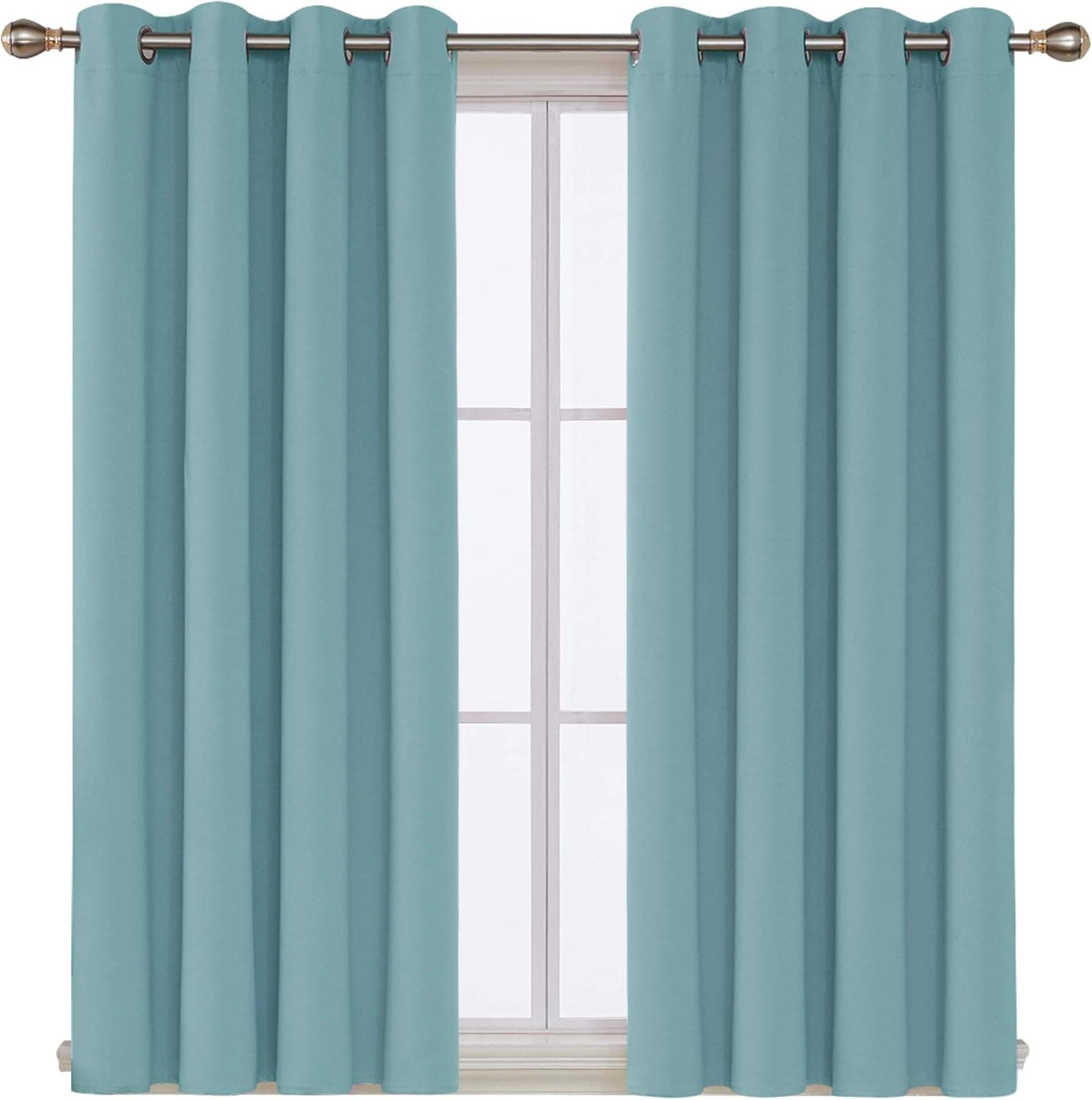Deconovo Teal Kitchen Curtains 45 Inch Length, Thermal Curtains, Light Blocking Window Drapes, Grommet Top (Teal, 52x45 Inch, Set of 2)