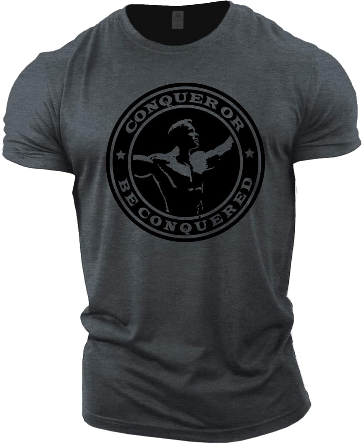 GYMTIER Mens Bodybuilding T-Shirt - Arnold Schwarzenegger Conquer - Gym Training Top