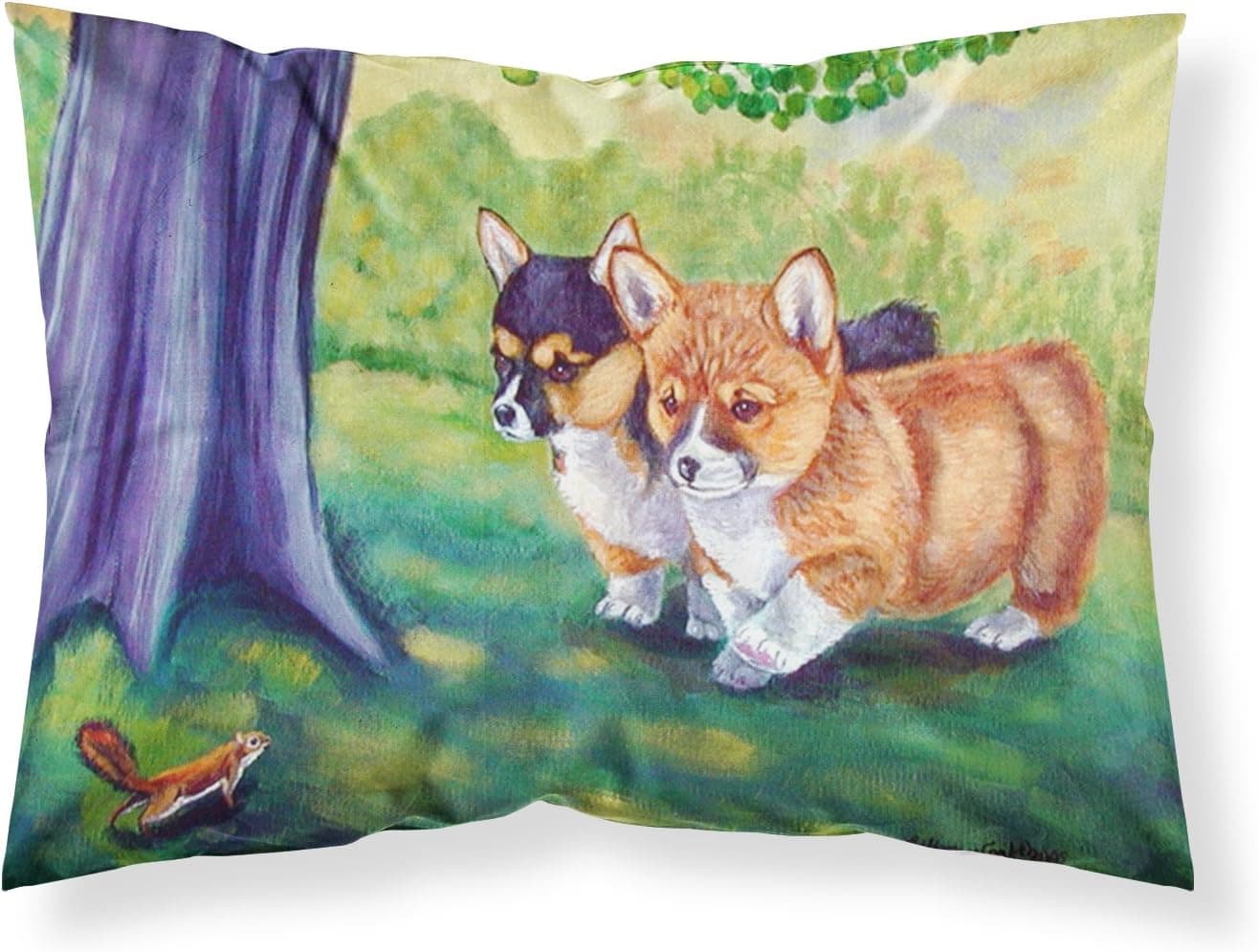 Caroline's Treasures 7293PILLOWCASE Corgi Fabric Standard Pillowcase, Lightweight Super Soft Easy Care Decorative Artwork Pillowcase, Standard,