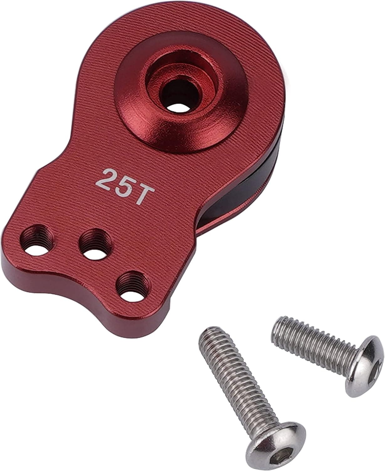 DJX Aluminum 25T Servo Saver 3 Holes Adjustable Hi-Torque Servo Horn for 1/8 1/10 Remote Control Car Boat (Red)