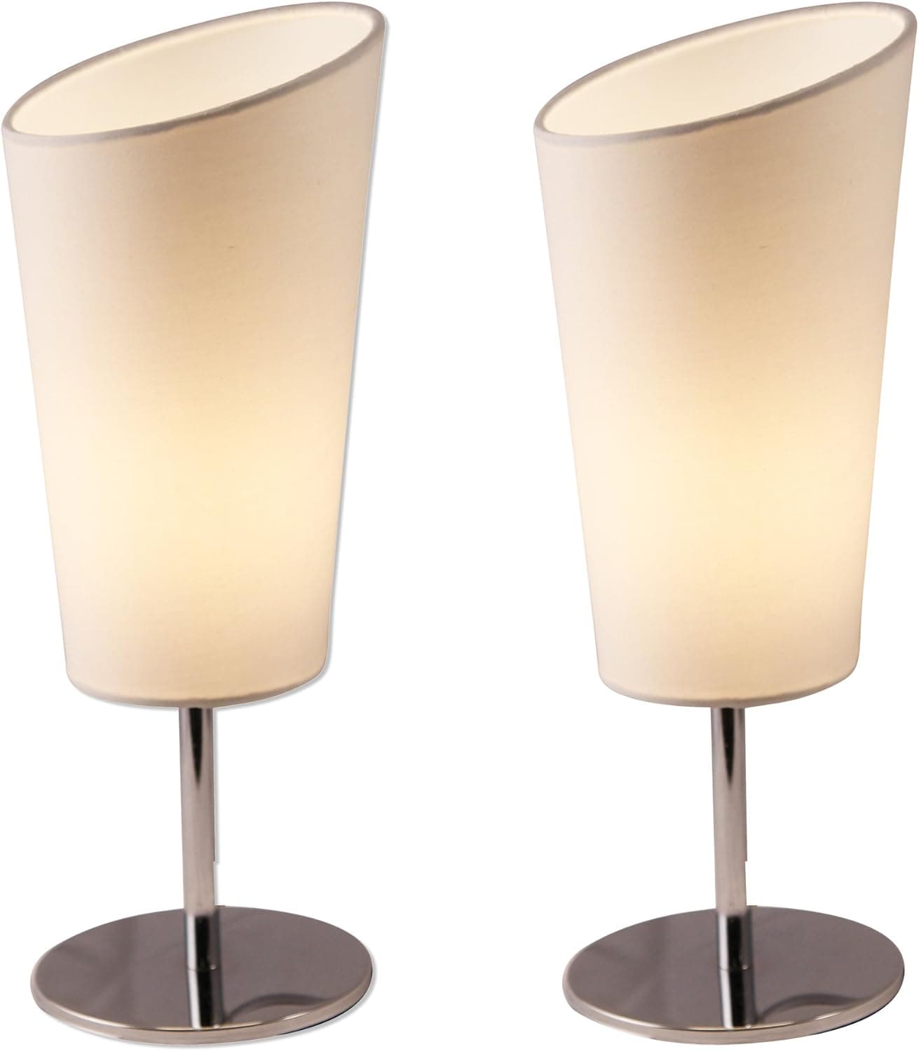 Lightaccents 4061TL-2PK-20 Light Accents Bedroom Side Metal Table Lamps Chrome Finish (Set of Two), Off White
