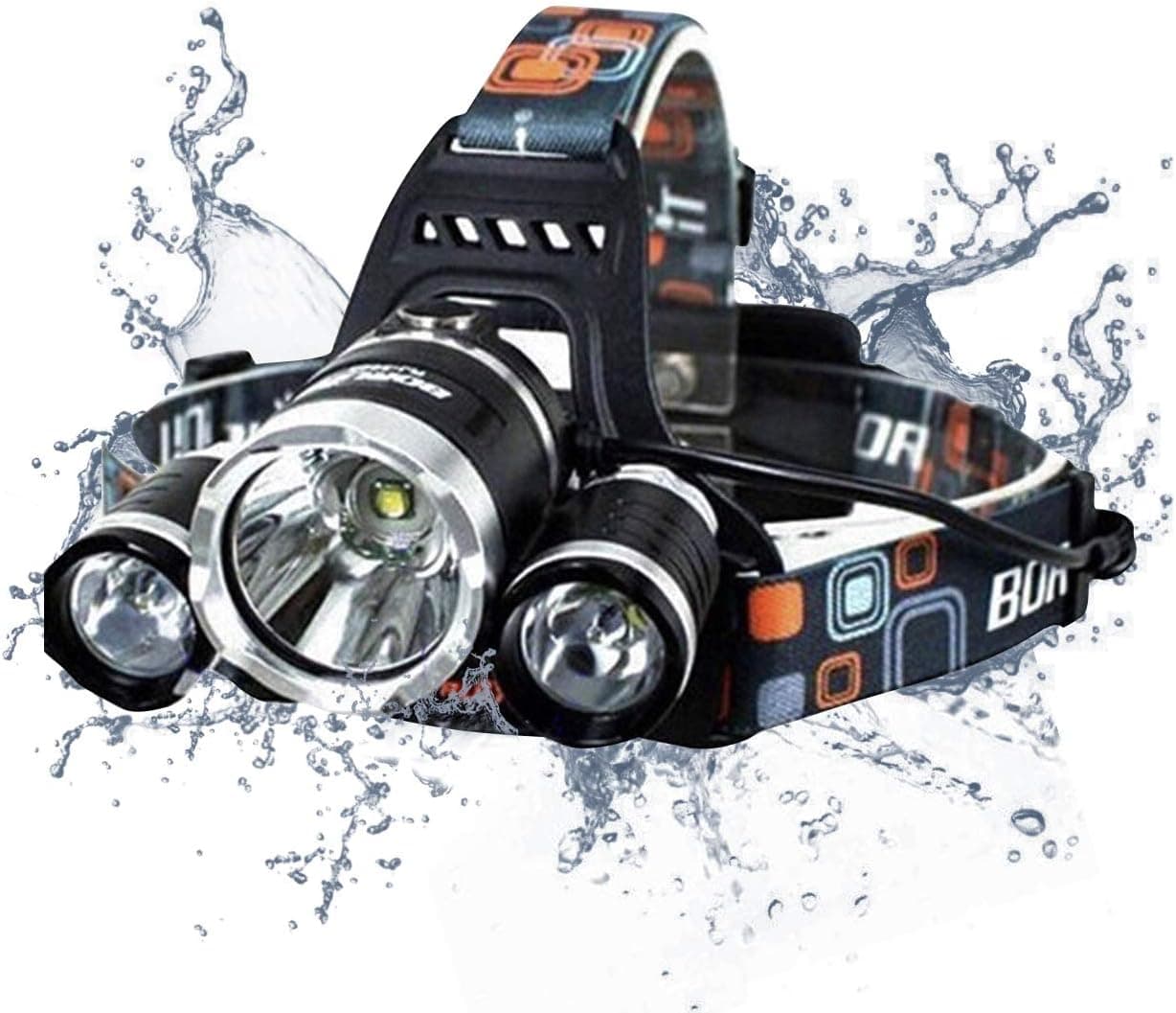 6000 Lumen Headlamp Flashlight - Triple Cree LED - 4-Mode - Adults Rechargeable Waterproof- USB, AC, Car Cables & Batteries Included - Adjustable Angle- Great for Camping, Running, Hiking, Hunting.