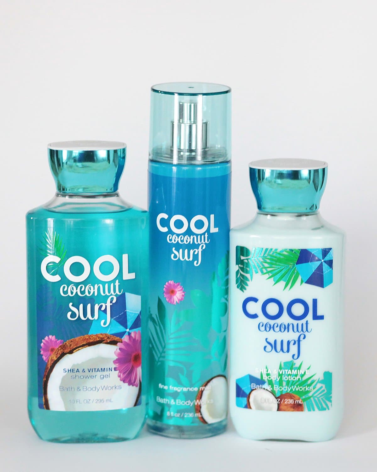 Bath and Body Works Cool Coconut Surf Set of Shower Gel, Lotion and Mist