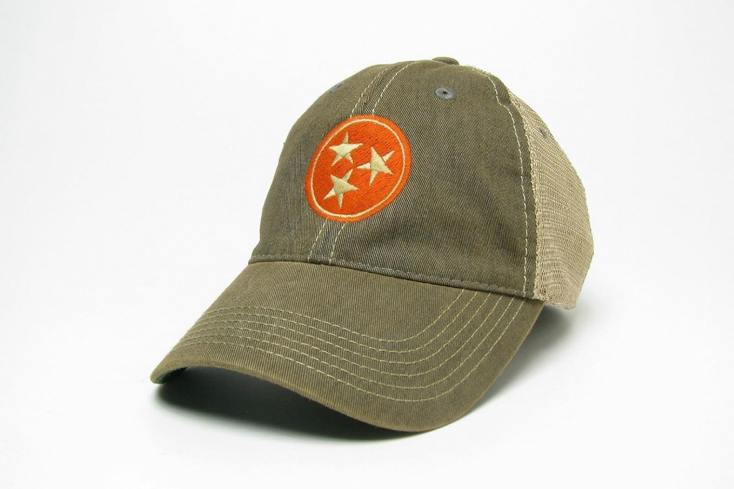 Tennessee Tri-Star Trucker Style Hat/Cap - 2 Colors - Gray and Navy (Gray)