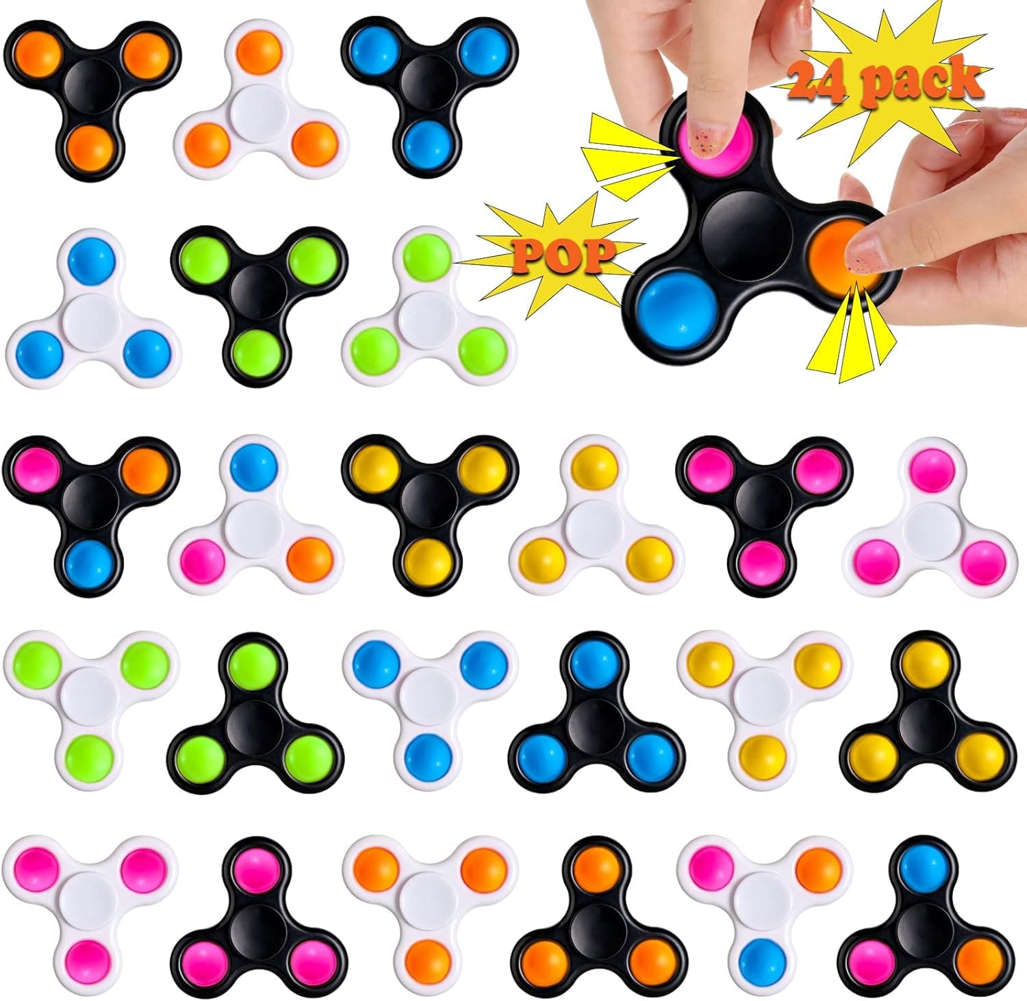 Party Favor Fidget Spinner 24 Pack Goodie Bag Easter Basket Stuffers Classroom Rewards Birthday Party Supplies Return Gifts for Kids Easter Party