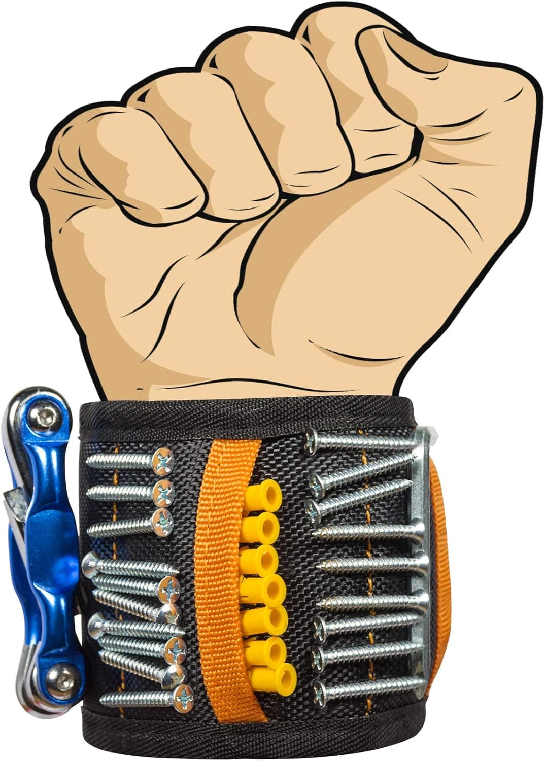 Magnetic wristband Tools for Men, Tool Belt with 15 Upgrade Super Strong Magnets for Holding Screws, Nails, Drill Bits, A Unique And Cool Gift Item For - Men/Women, Dad, Guys, Husband(Black)