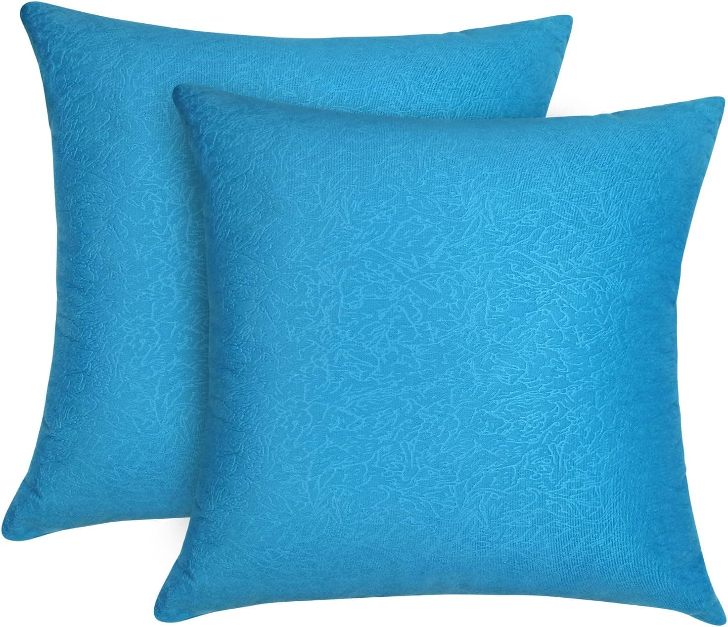 LuxurInnov Pack of 2, Thickened Embossed Velvet Modern Pattern Soft Solid Decorative Square Throw Pillow Covers Set Cushion Case for Sofa Bedroom Car (16×16 Inch (Pack of 2), Light Blue)… (bz-1)