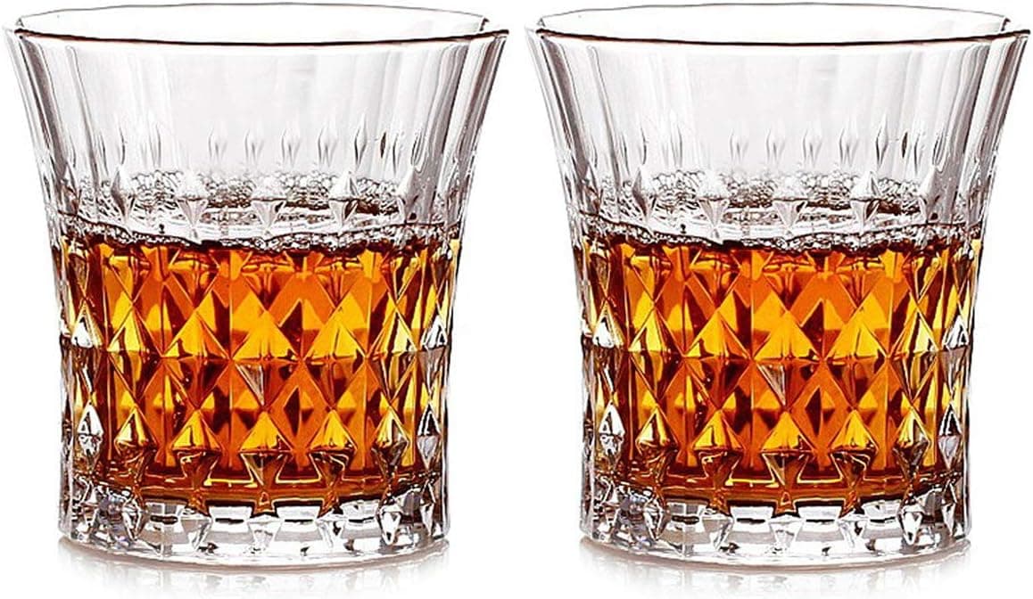Crystal Glasses for Spirits Whiskey Scotch, Bourbon Old Fashioned Glass, 2 Set, 7.7 Ounce