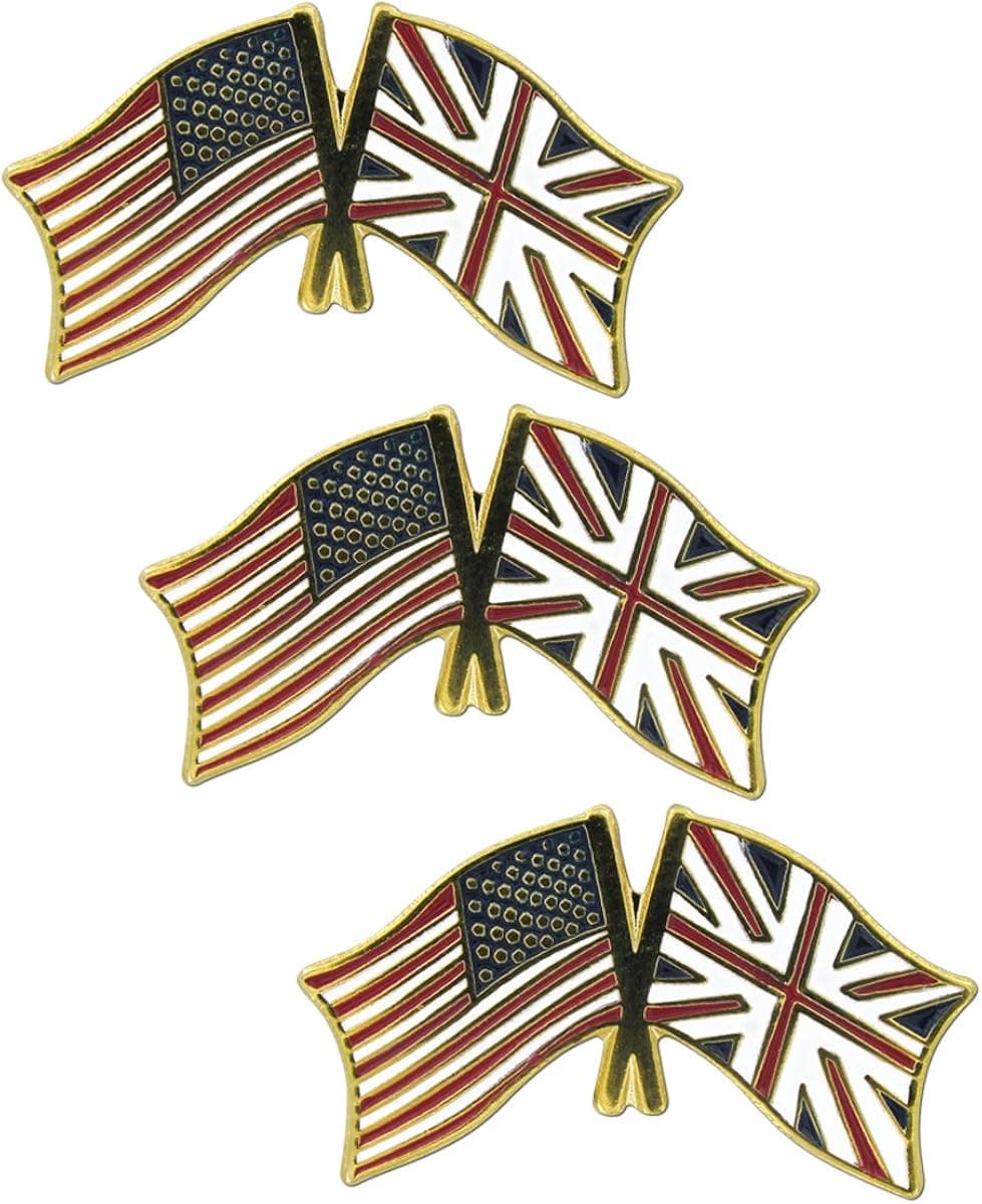 USA Flag and UK Flag Lapel Pin (3 PK)