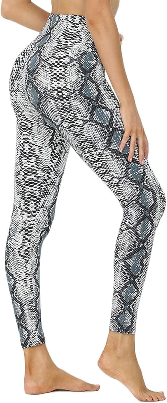 HIGHDAYS High Waisted Leggings for Women - Soft Opaque Slim Printed Pants for Running Cycling Yoga