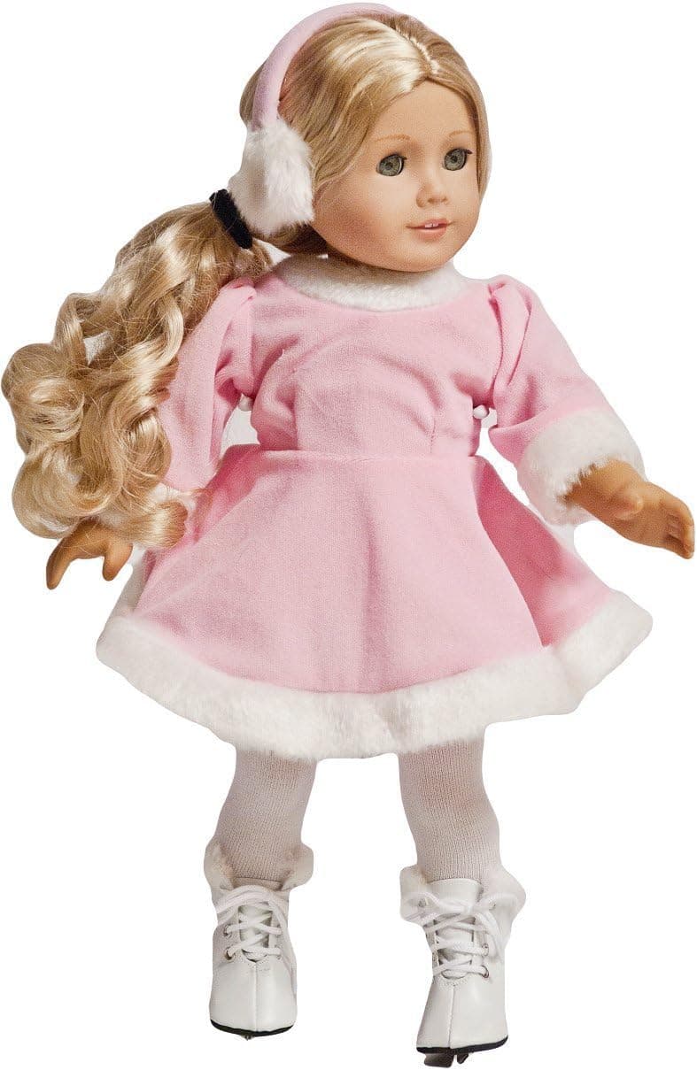 Doll Connections Pink Ice Skating Outfit Compatible with American Girl Dolls 18 inch Doll Outfit Doll Clothes & Accessories 2 Piece Set (Doll, Skates and Ear Muffs not Included)