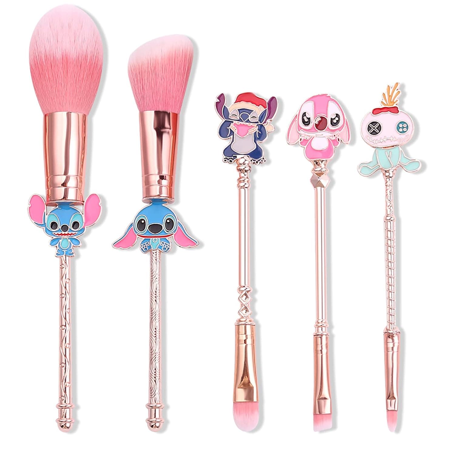 Cute Anime Stitch Makeup Brushes - Stitch Ohana Means Family Cosmetic Make Up Brushes Set Foundation Eye Shadow Brush Set Christmas Halloween Gifts For Women (1st version)