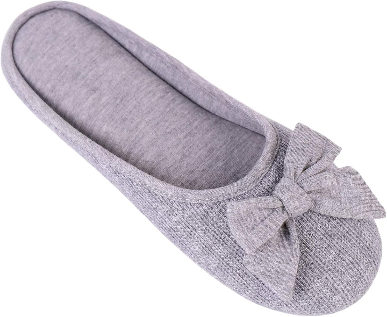 HomeTop Women's Cozy Cashmere Cotton Closed Toe House Slippers with Cute Bow Accent