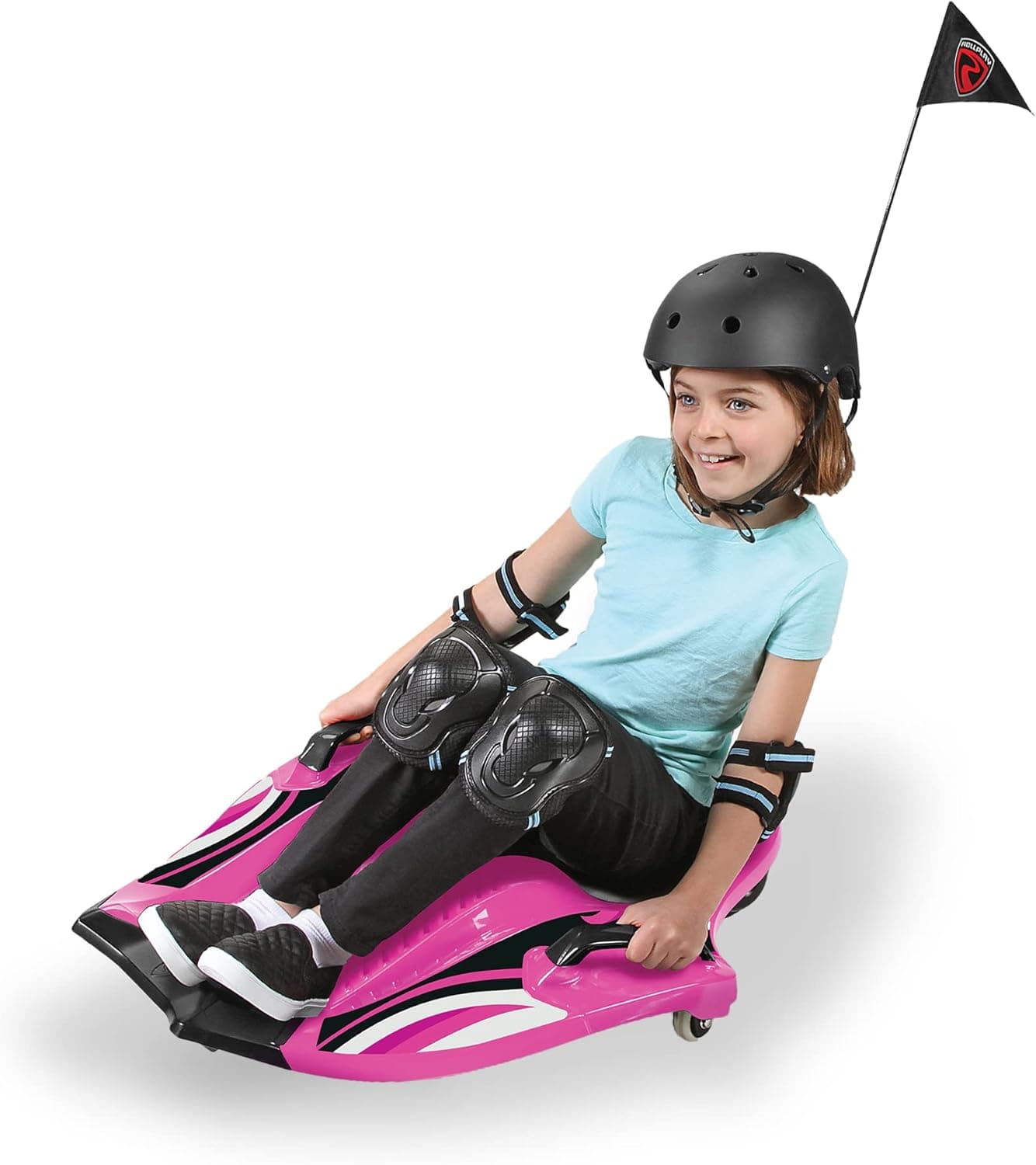 Rollplay Nighthawk Electric Ride On Toy for Ages 6 & Up with 12V 7AH Rechargeable Battery, Side Handlebars for Steering, Tall Rear Safety Flag, and a Top Speed of 6.5 MPH, Pink