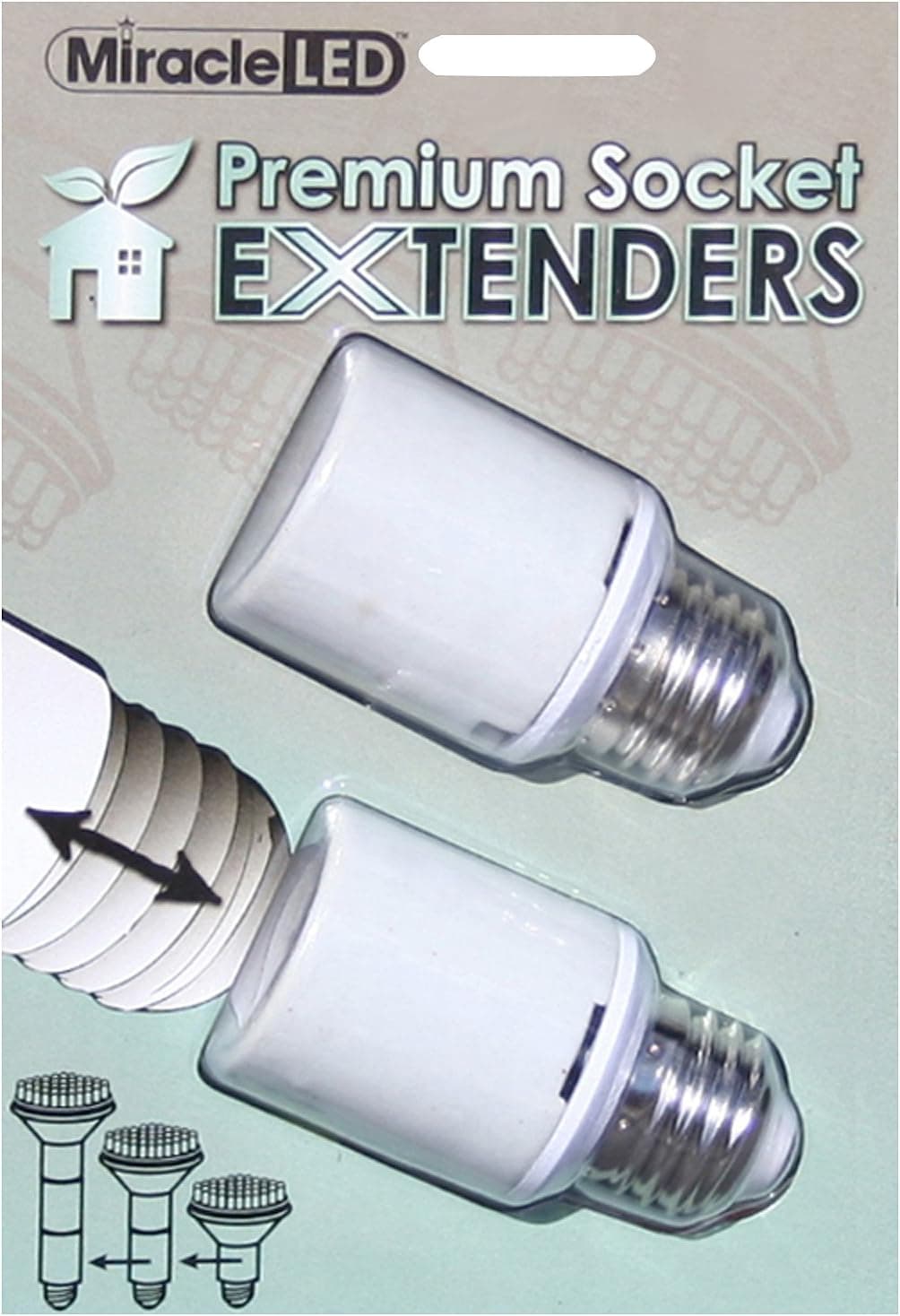 Miracle LED 605150 U.L. Listed Socket Extenders for LED Bulb, White, 2-pack