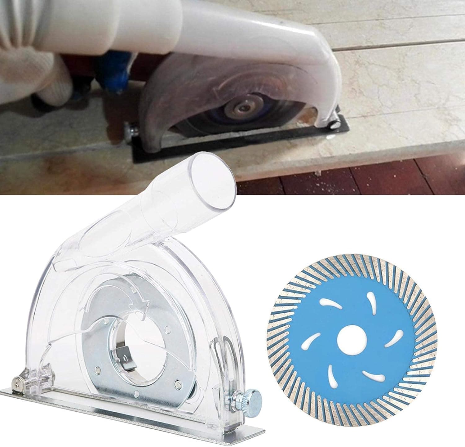 Surface Grinding Dust Shroud Kit Cutting Dust Shroud for Angle Grinders 41-54mm 60 Teeth,with Grinder Disc& Hex Wrench