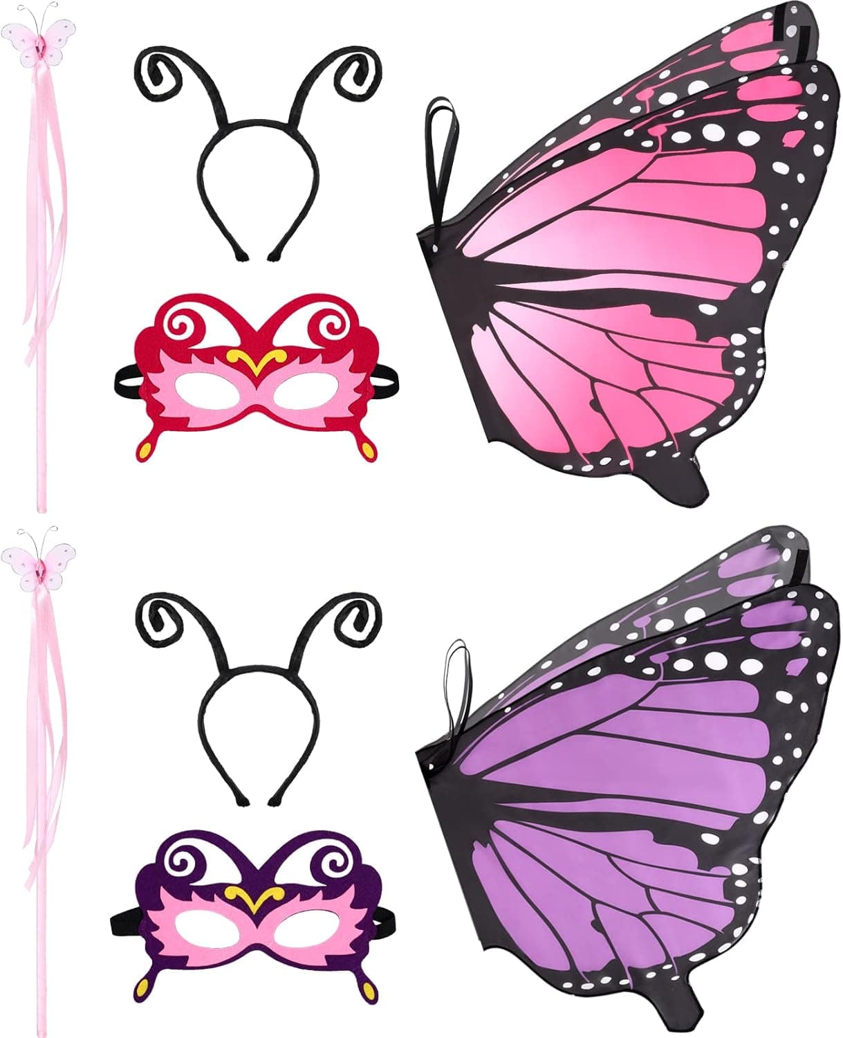 Halloween Kids Butterfly Costume for Girls Fairy Butterfly Dress up Wing Antenna Headband Mask Wand Children Party Favor Gift