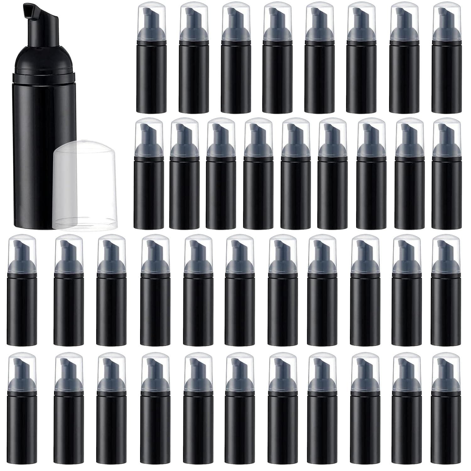 E ELAINFIA 40 PCS 60ml/2oz Portable Mini Foam Bottles - Small Spray Bottle Reusable Travel Spray Bottle Leakproof Foam Pump Bottle Easy To Carry Suitable For Shampoo Shower Gel Cosmetics