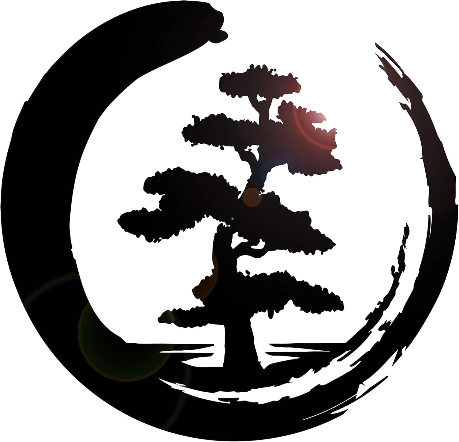 Vinyl Wall Decal Enso Tree of Life Zen Circle Buddhism Yoga Stickers Large Decor (1204ig) Matte Black