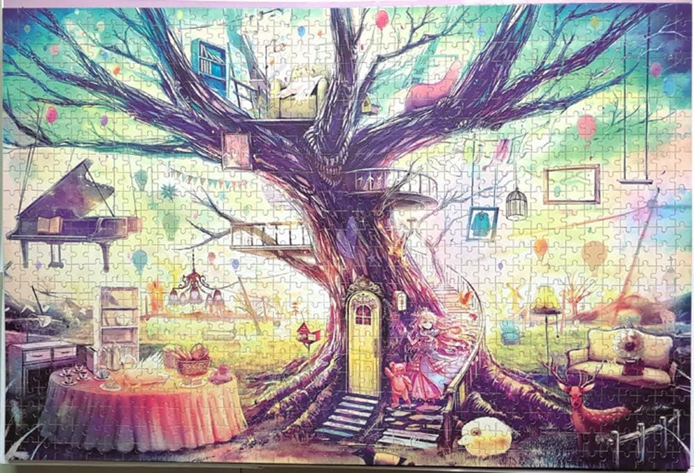 GERUI Wooden Jigsaw Puzzles for Adult - 1000 Piece - Entertainment DIY Toys, Creative Home Decor Gift - Girl's Dreaming Forest House