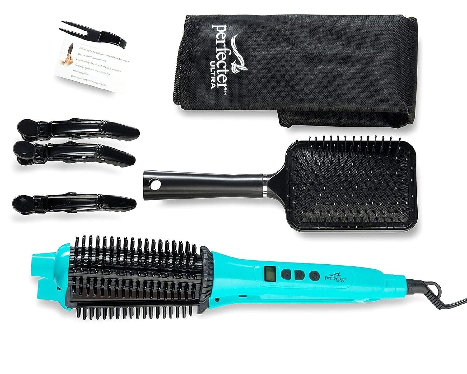 Flat Iron Hair Straightener, Ionic Instant Heat, Digital Temperature LCD screen. Flat Iron & Round Hot Brush Combo. For all hair type-makes hair smooth & silky Pink (Pink)