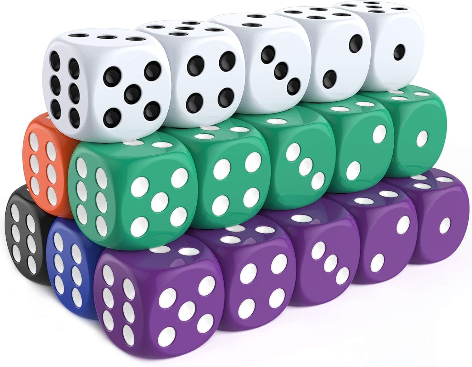 Game Dice Sets 30 Pieces 6-Sided Game Dice 14 mm Polyhedral Dice Set with Black Pouch for Table Games and Teaching (Black, White, Blue, Green, Orange, Purple)
