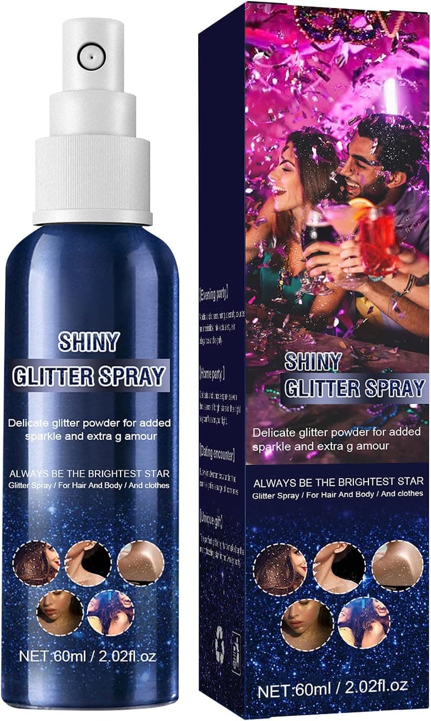CENNYO Glitter Spray, Temporary Body Shimmery Quick-Drying Waterproof Hairspray for Club, Prom, Party, Photoshoot