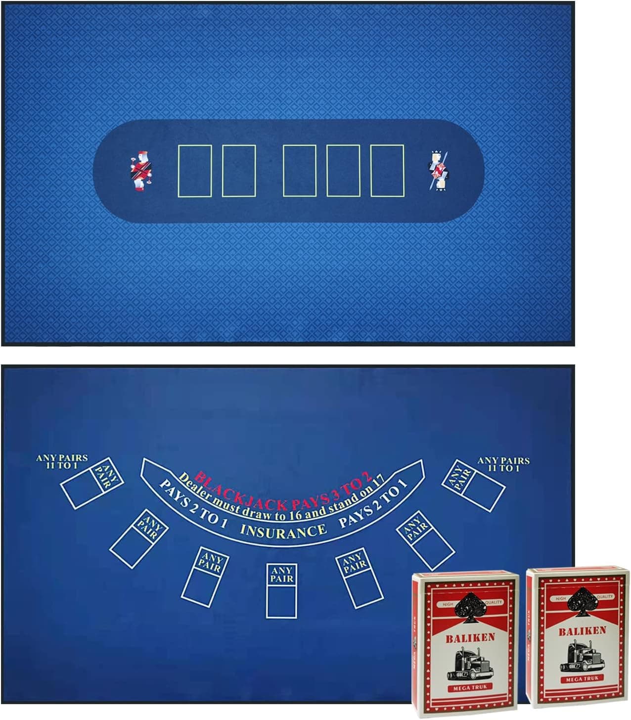 BALIKEN 39x23 Inch Professional Gambling Tablecloth Texas Holdem and Blackjack Playing Cards 2 Pack, Design Pattern of Poker Queen Las Vegas-Style