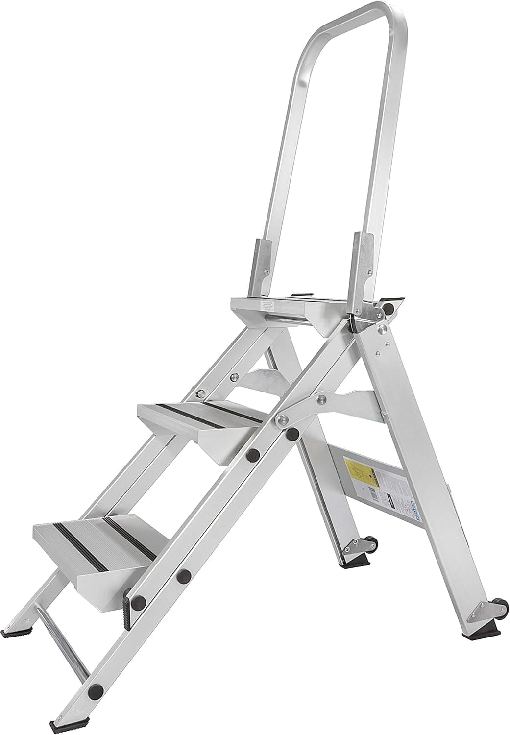 Xtend & Climb WT3 Contractor Series Folding Stool with Handrail, 3-Step, Aluminum