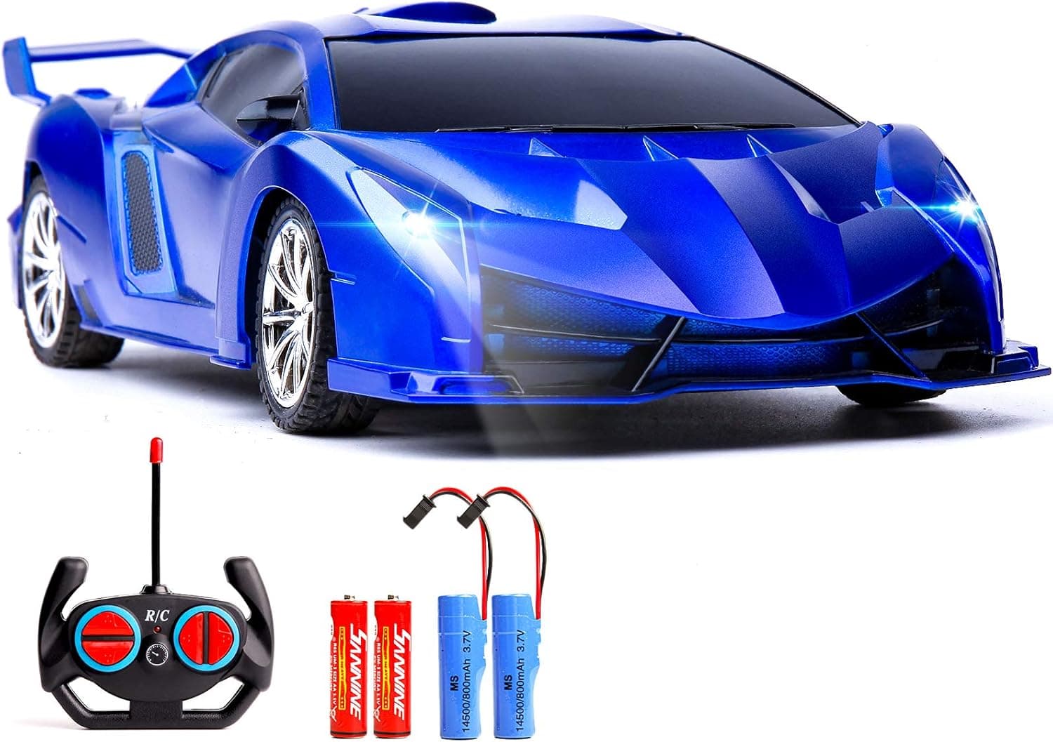 Danvren Remote Control Car 1/18 Rechargeable RC Cars Toys for Boys Girls High Speed Drift Vehicle Racing Hobby with Led Lights Gifts for Kids