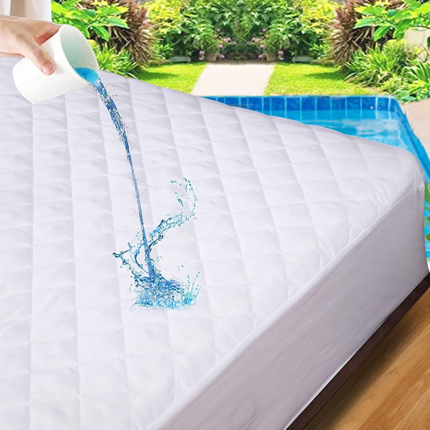 AwsumPick Full Size Mattress Protector Soft Quilted Fitted Breathable Waterproof Mattress Pad Cover Bed Wetting Noiseless Sheet for Kids Potty Training Mattress Protection with 3-14 Inch