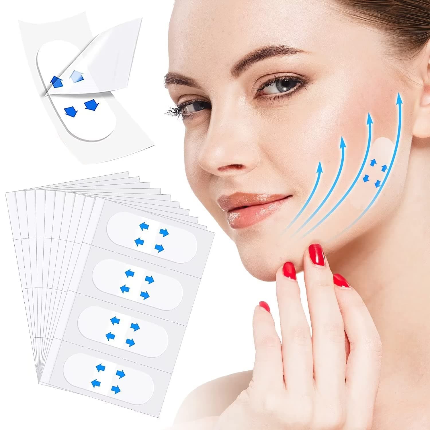 Face Lift Tape Invisible, Face Tape Lifting Invisible, Face Lift Tapes and Bands, Facelift Tape for Face Invisible, Instant Makeup Face Lift Tools for Hide Double Chin Lifting Saggy Skin, 40PCS