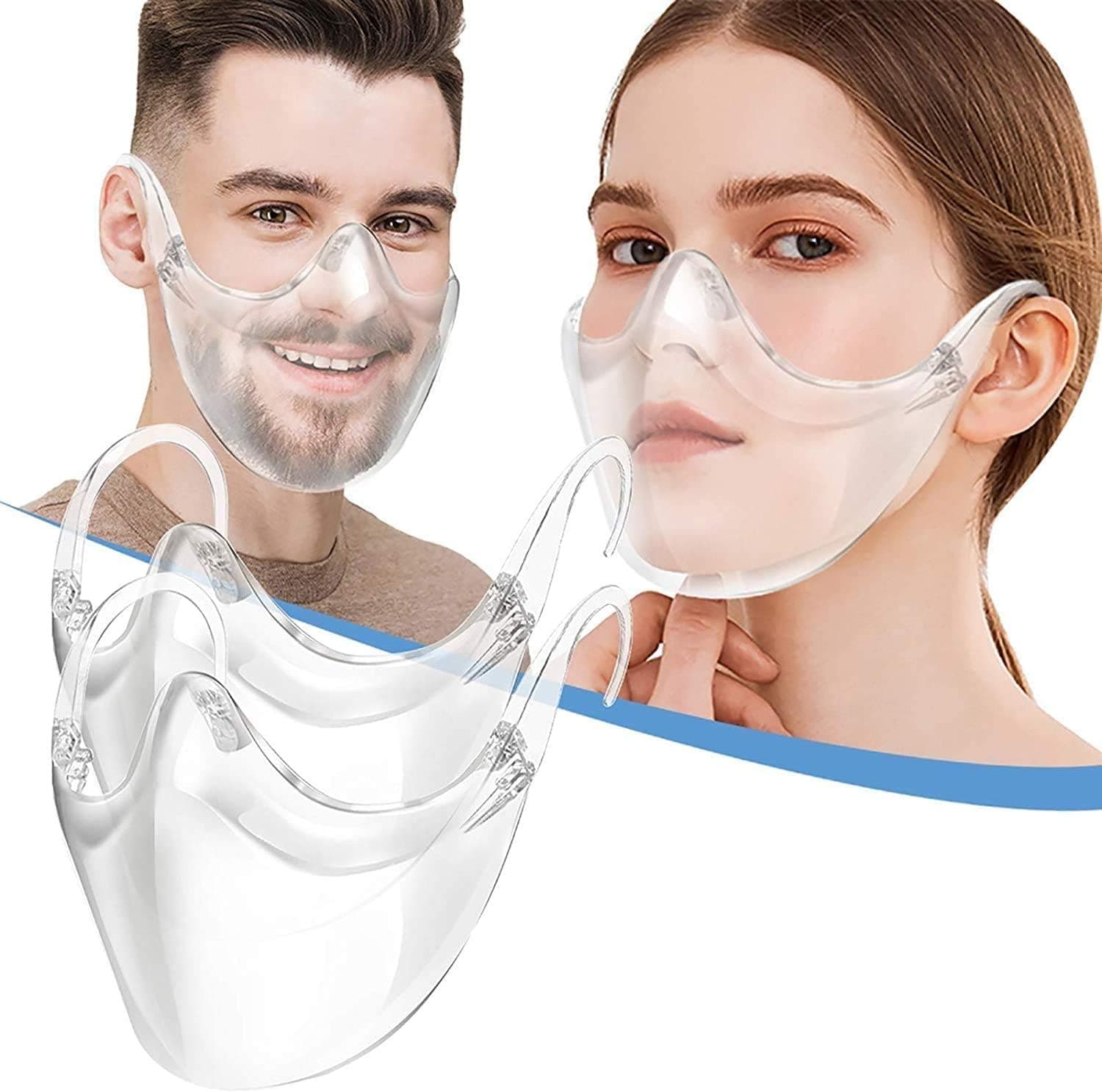OTTOPT Clear Face_Shield Durable Plastic Reusable PVC Transparent Anti Fog Protection to Protect Eyes, Nose, Mouth for Men Women (2)
