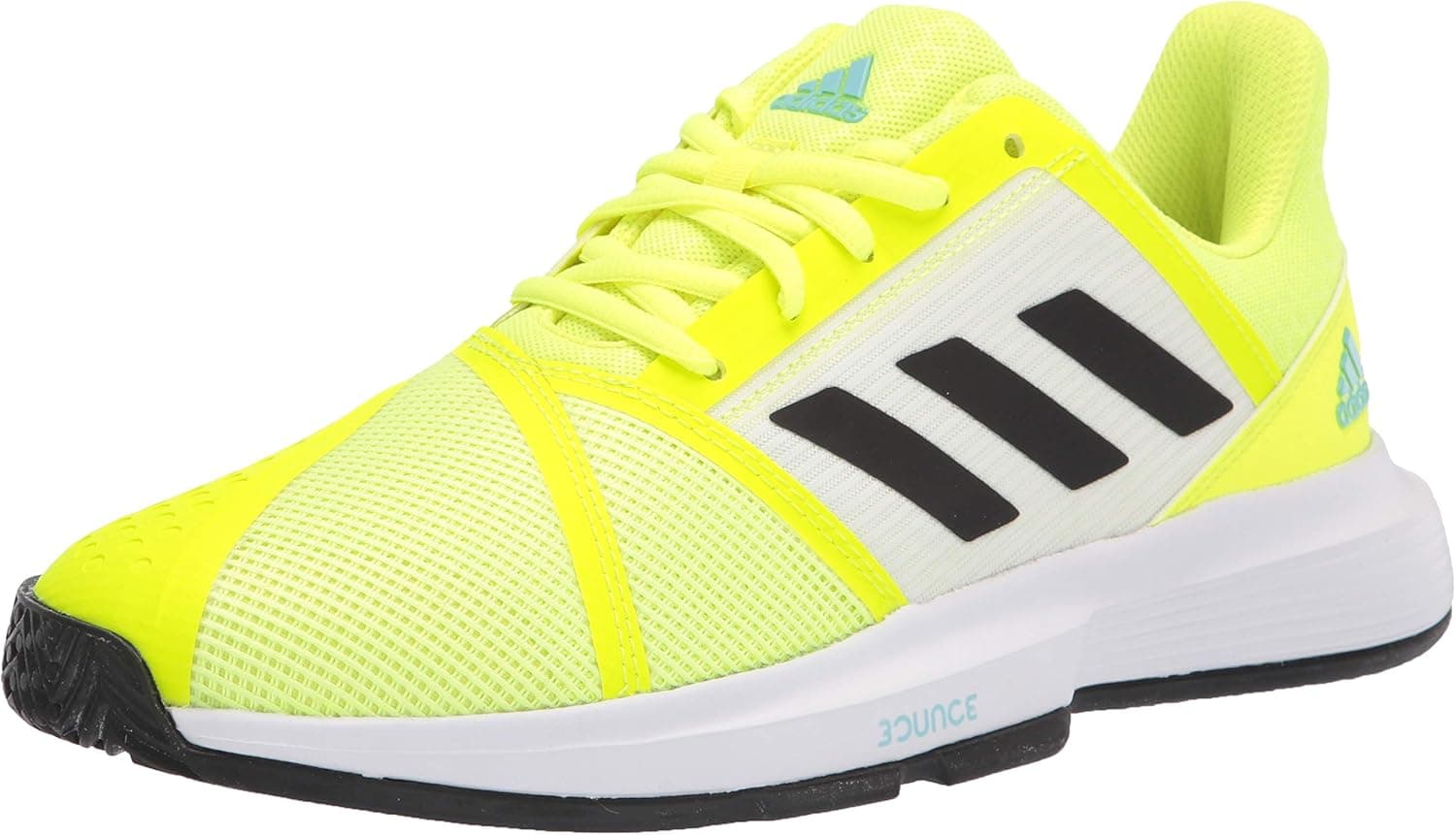 Adidas Men's Courtjam Bounce Tennis Shoe, Solar Yellow/Black/Hazy Sky, 11.5