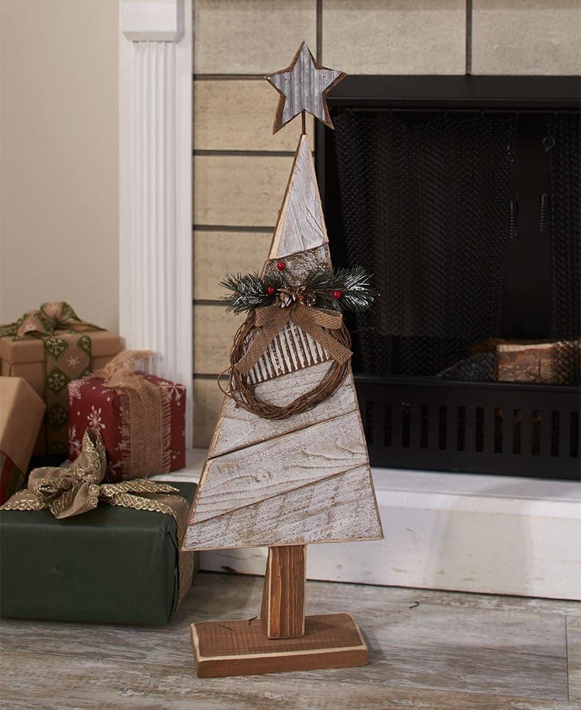Small Christmas Tree with Wreath - Minimal, Modern Design - White