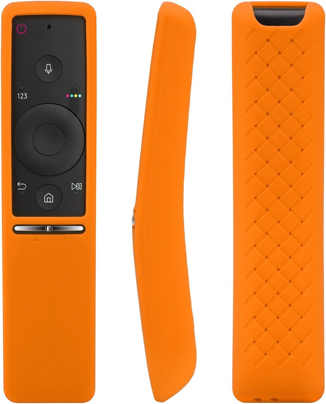 [2-Pack] Remote Case for Samsung BN59-01241A BN59-01242A BN59-01292A, AKWOX [Anti Slip] Shock Proof Washable Remote Protector Cover for Samsung UHD TV Remote Controller with Lanyard (Orange)