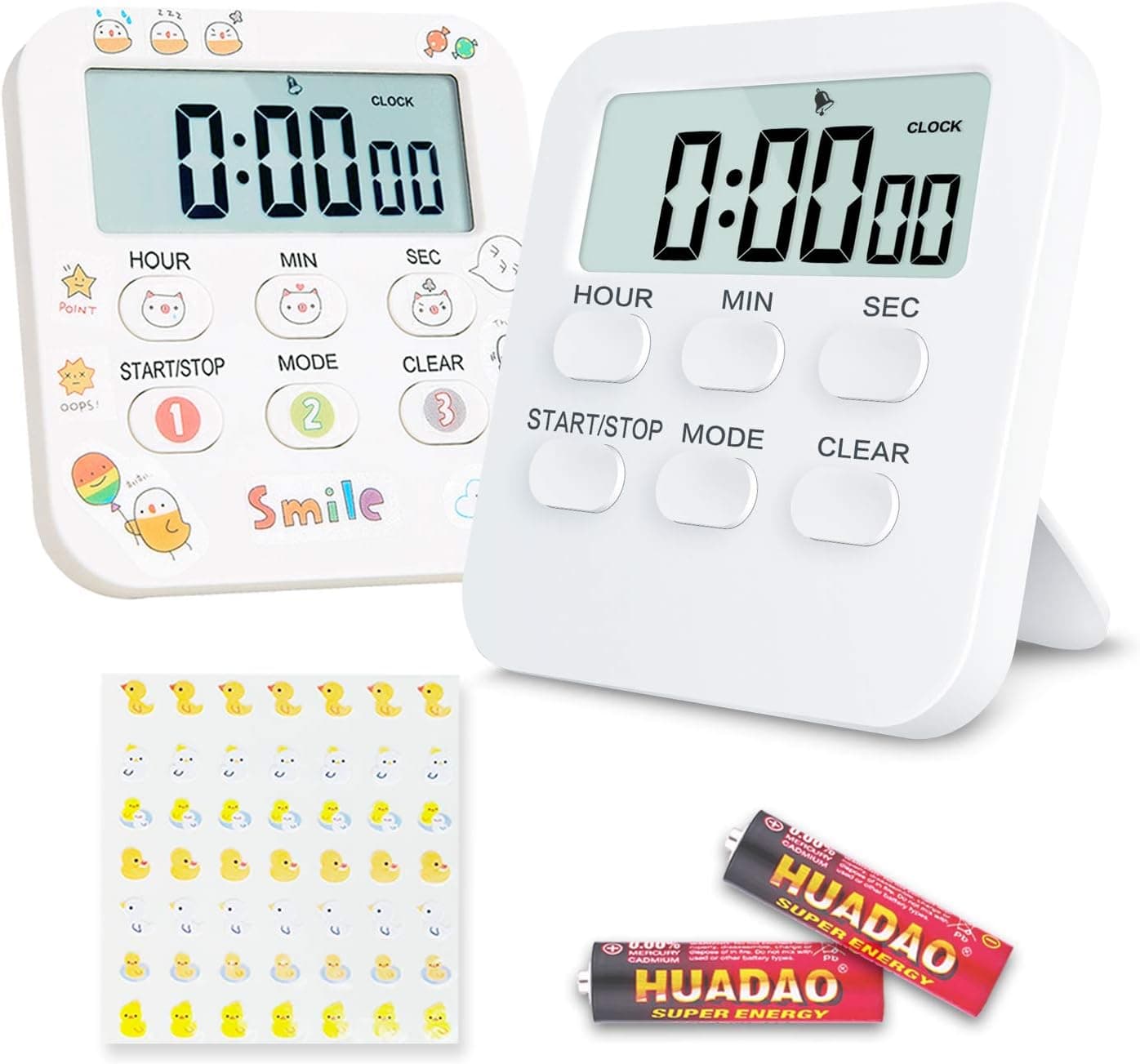 Kitchen Timer,Three Modes Optionally Change 12 Hour Clock/Loud Alarm/Count Up & Count Down,Magnetic Backing, Kitchen Timer for Kids Study,Cooking,Sports,(Battery+Stickers Inclued)
