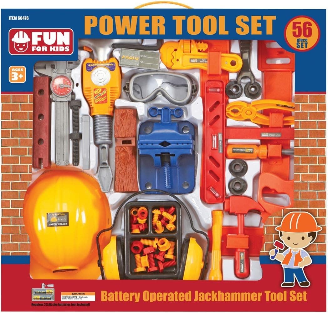 Jumbo 56-Piece Tool Set with Battery-operated Jackhammer by HFT
