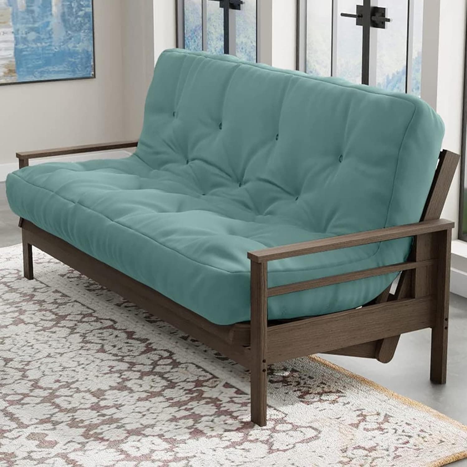 Loosh Queen Size Sofa Bed Futon Mattress - 11" USA Made, Teal, Frame Not Included