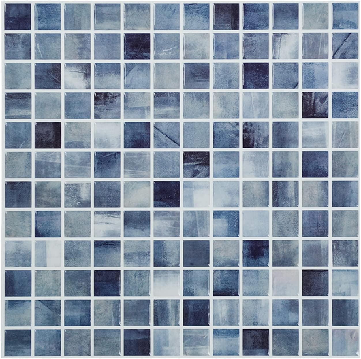 Peel and Stick Kitchen Backsplash Self Adhesive Blue 3D Vinyl Stick on Wall Tiles(10"x10", 10 Sheets)