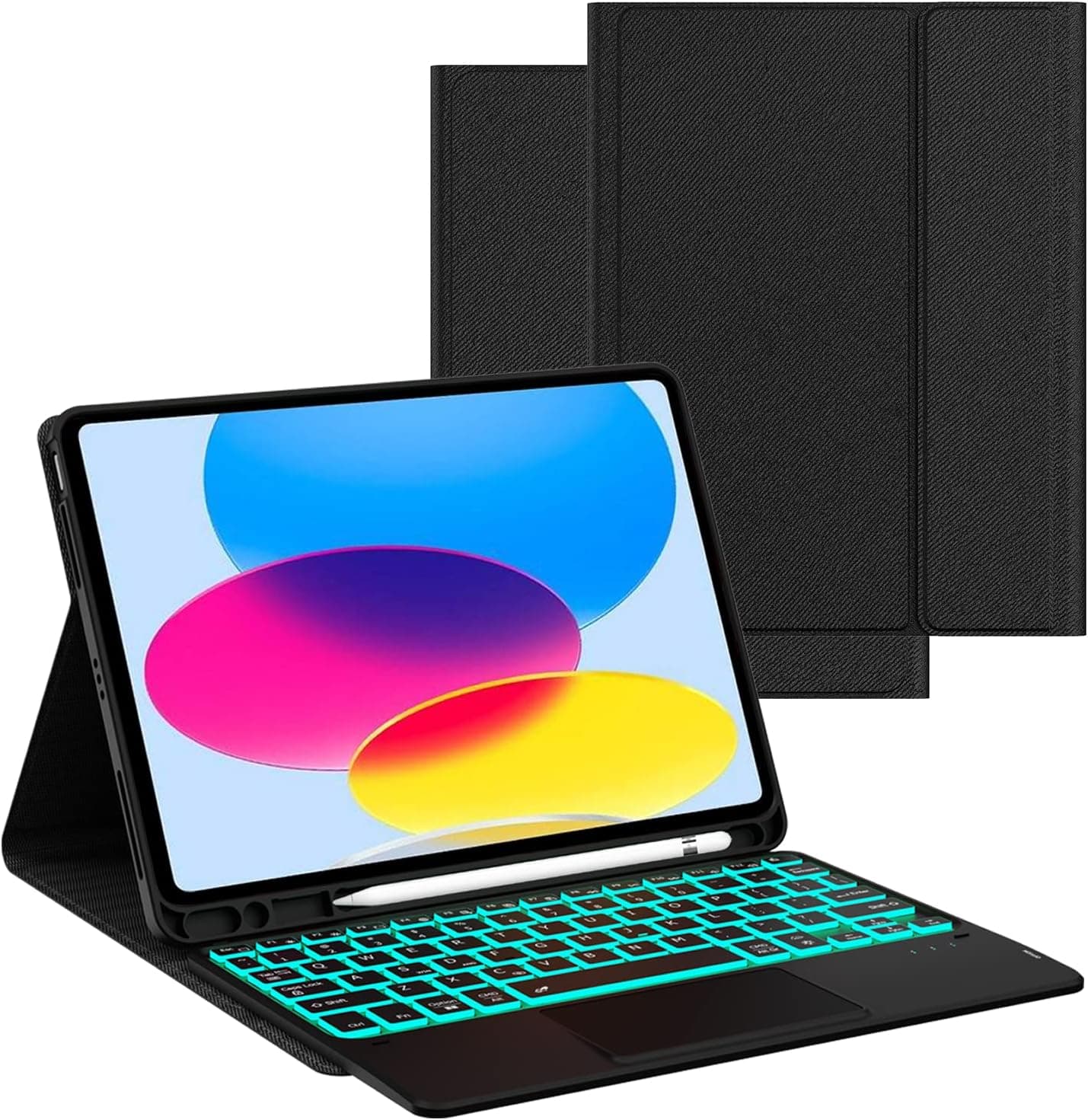 Keyboard Case for iPad 10th Generation 2022 10.9 inch: 7 Color Backlit Detachable Bluetooth Wireless Keyboard - Multi-Touch Trackpad Magnetic Keyboard Cover with Pencil Holder for iPad 10.9 inch 2022
