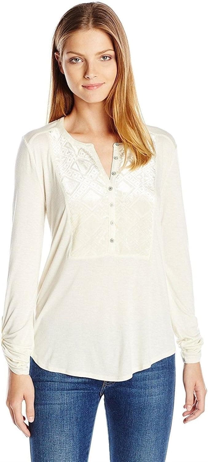 Lucky Brand Women's Plus Size Burnout Velvet Bib Top