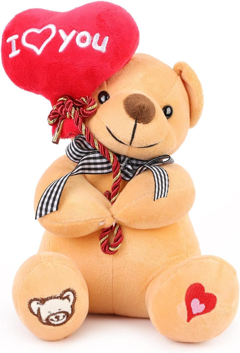 Valentine's Day Gifts Plush Stuffed Animal Plush Bear Toy Plush Bear with Heart Rose for Girlfriend, Boyfriend Funny Plush Gift for Wife Husband-Birthday Anniversary & Wedding Gifts, Brown, 7 inches